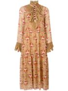 See By Chloé - Printed Frill Trim Dress - Women - Polyester/viscose - 36, Yellow/orange, Polyester/viscose