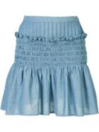 Sea Frill Detail Skirt, Women's, Size: 4, Blue, Acetate/cotton