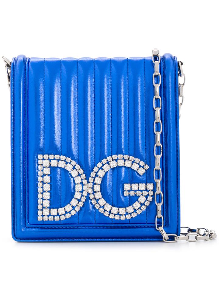 Dolce & Gabbana Front Logo Crossbody Bag - Blue
