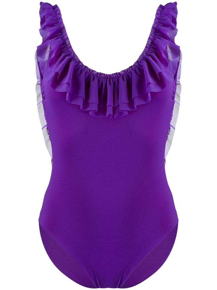 Fisico Ruffle Trimmed Swimsuit - Purple
