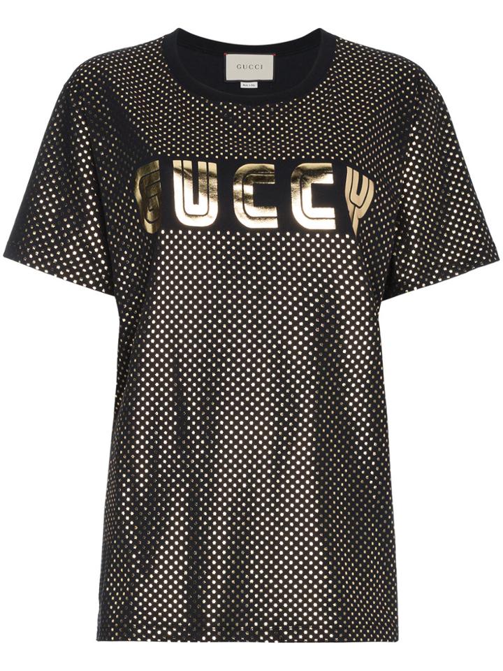 Gucci Gold Metallic Logo T-shirt - Black