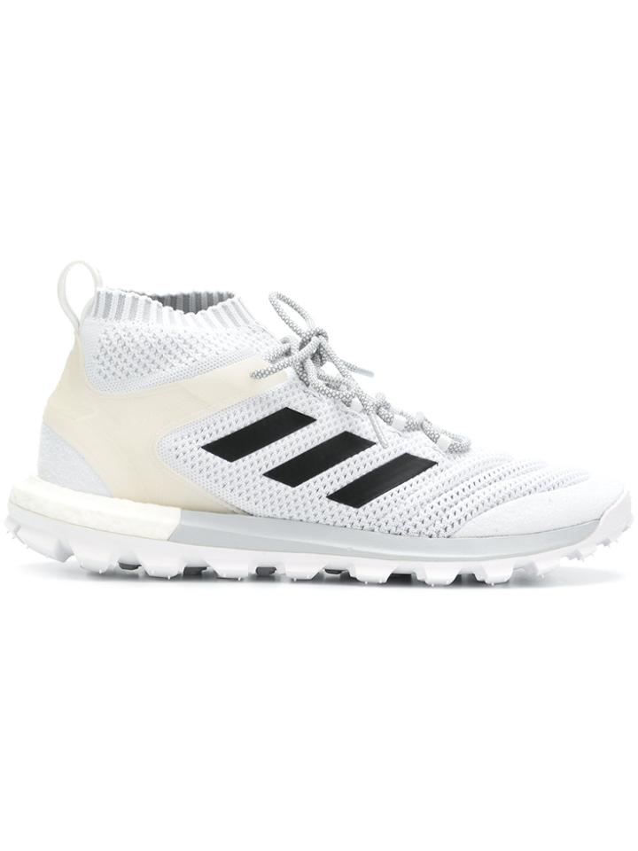 Gosha Rubchinskiy Tri-stripe Knitted Lace-up Sneakers - White