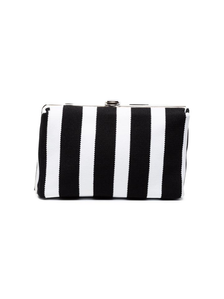 Proenza Schouler Black And White Frame Stripe Clutch Bag