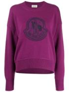 Moncler Logo Patch Knitted Jumper - Purple