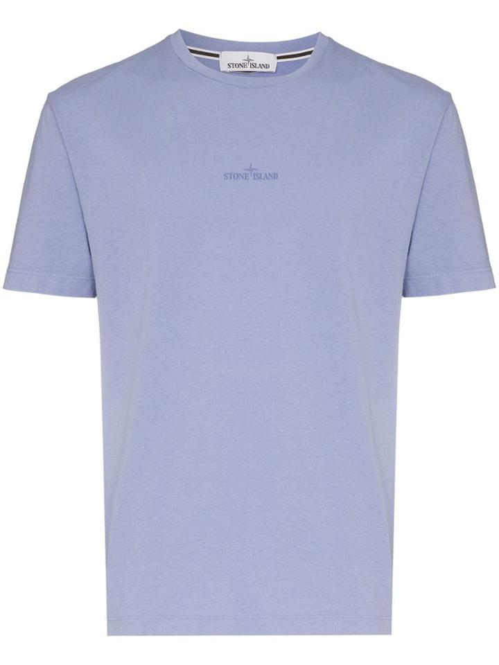 Stone Island Logo Print Cotton T-shirt - Purple