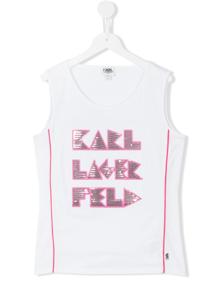 Karl Lagerfeld Kids Logo Print Tank Top, Girl's, Size: 16 Yrs, White