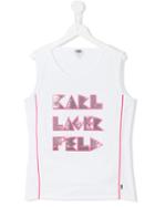 Karl Lagerfeld Kids Logo Print Tank Top, Girl's, Size: 16 Yrs, White