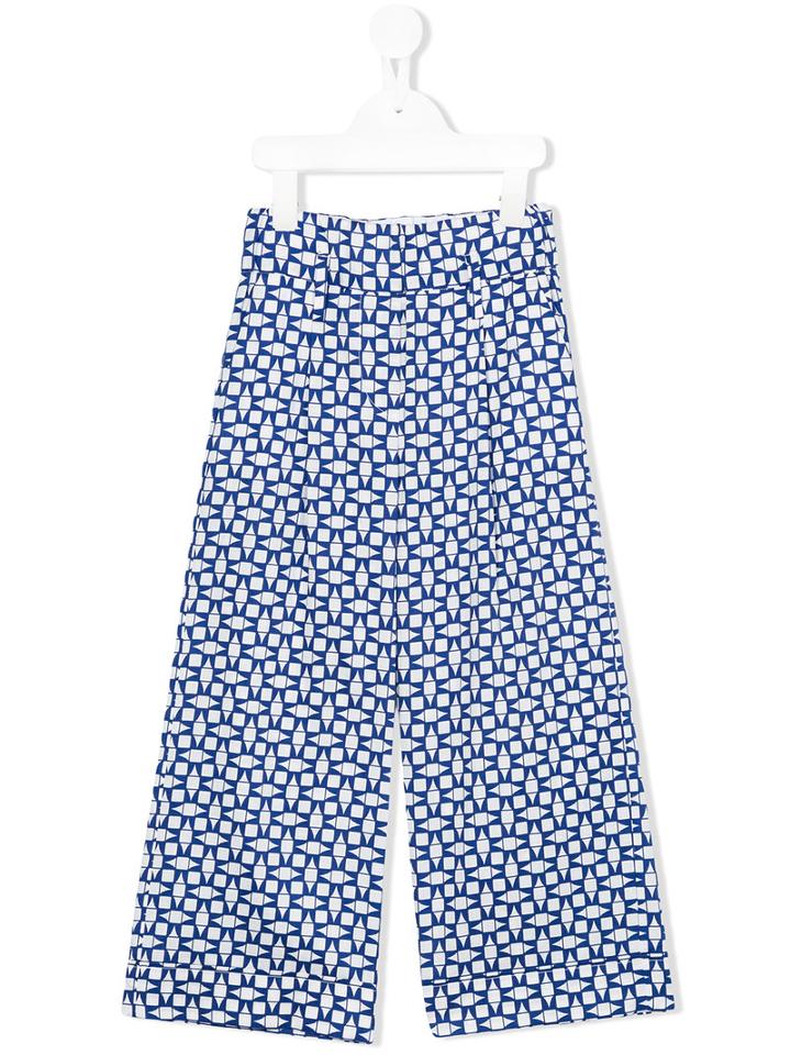 Simonetta - Wid-leg Trousers - Kids - Cotton - 10 Yrs, Blue