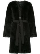 Goen.j Single-breasted Belted Coat - Black