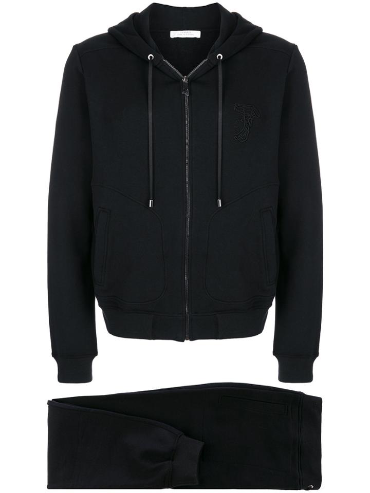 Versace Collection Logo Embroidered Hoodie - Black