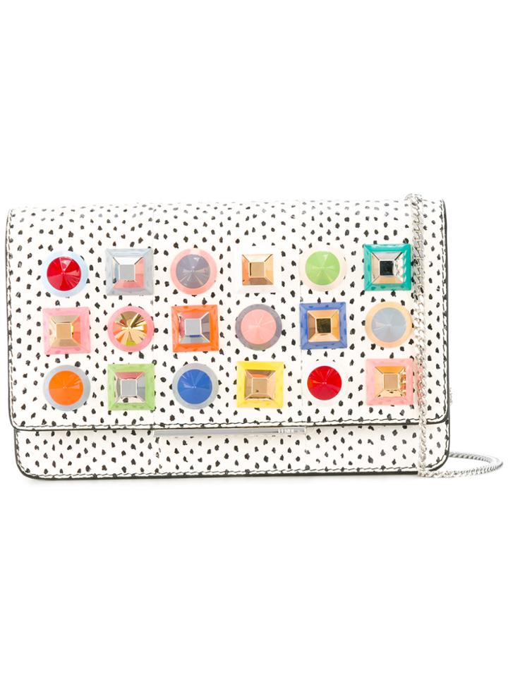 Fendi Spotted Embellished Shoulder Bag - White