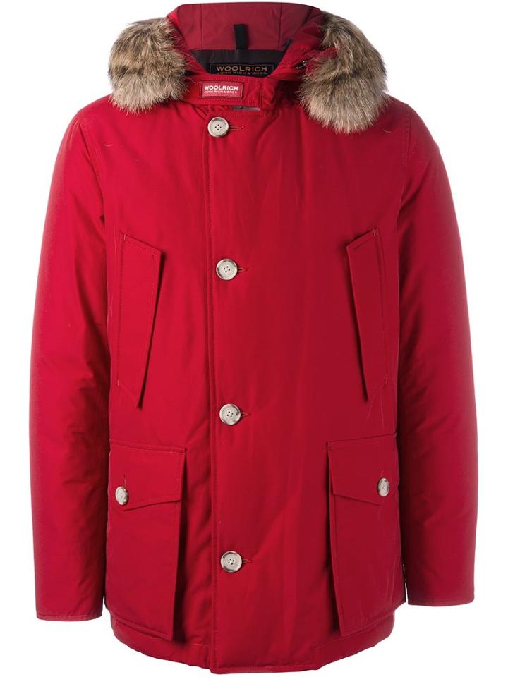 Woolrich 'parka Df Arctic Anorak' Coat, Men's, Size: Large, Red, Cotton/feather Down/polyamide/coyote Fur