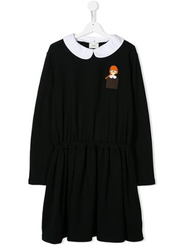 Fendi Kids Teen Peter Pan Collar Dress - Black