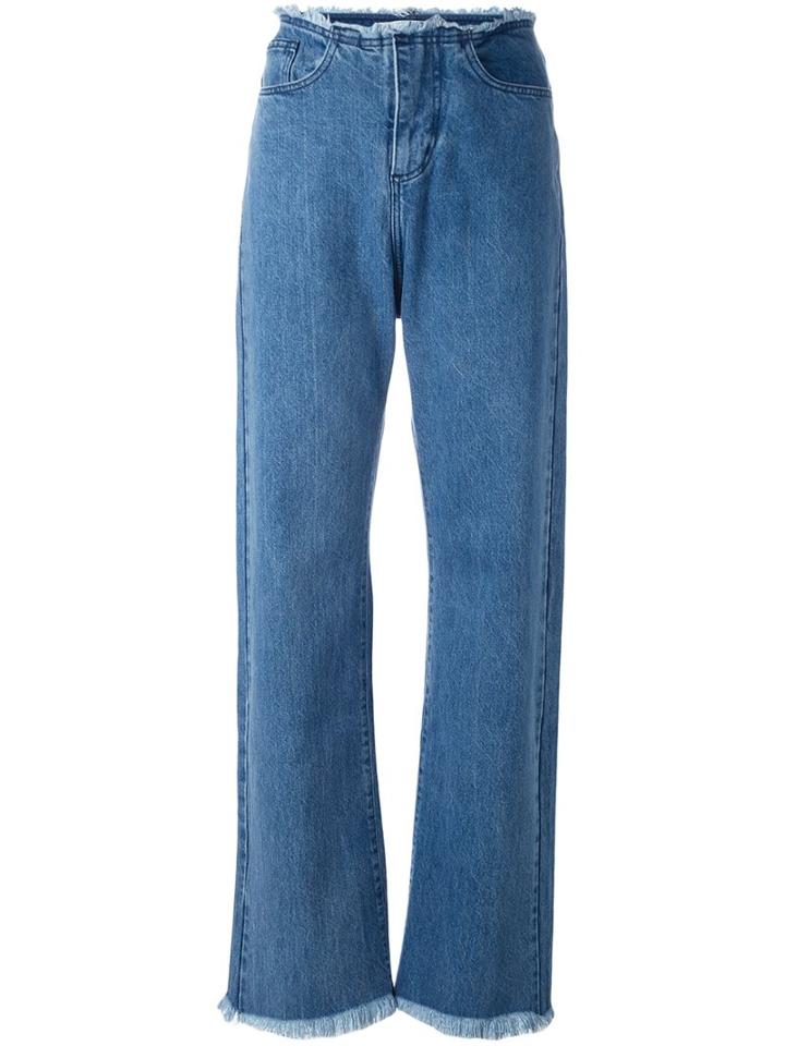 Marques'almeida Stonewash High Waisted Jeans, Women's, Size: 8, Blue, Cotton