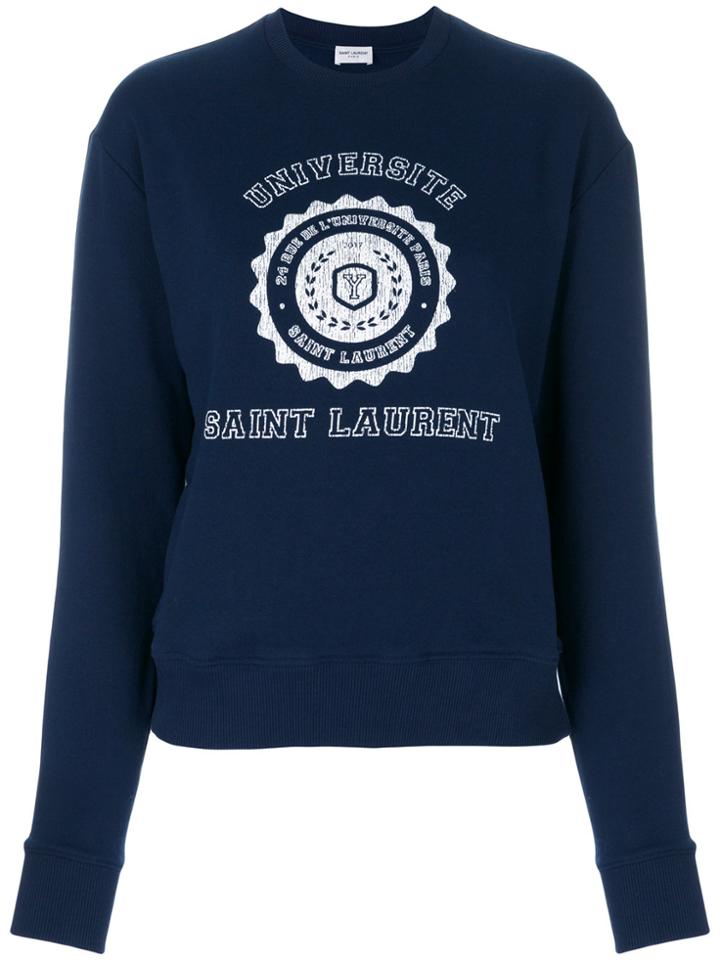 Saint Laurent Logo Patch Sweater - Blue