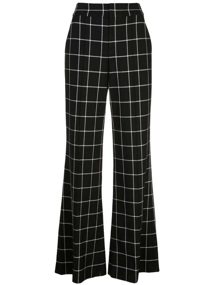 Alice+olivia Dylan Check Wide-leg Trousers - Black