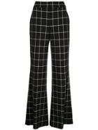 Alice+olivia Dylan Check Wide-leg Trousers - Black