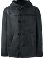 Neil Barrett Hooded Leather Jacket, Men's, Size: Medium, Black, Lamb Skin/lamb Fur