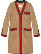 Gucci Wool Coat With Web - Nude & Neutrals