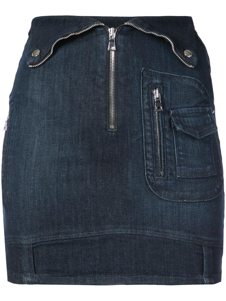 Rta Zip Detail Mini Skirt - Blue