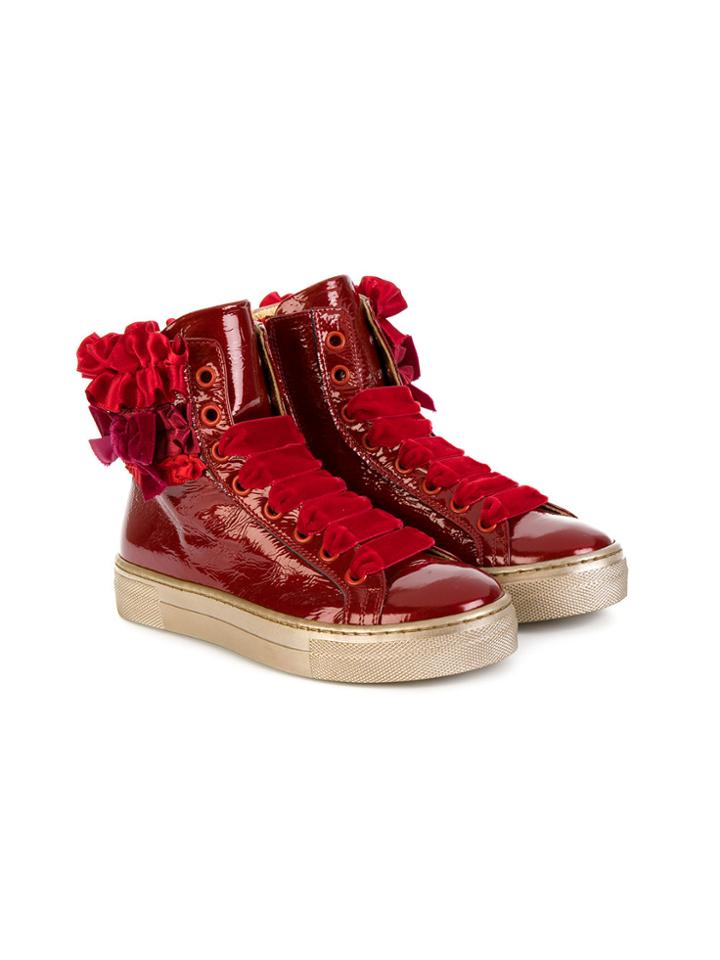 Quis Quis Lace Up Boots - Red