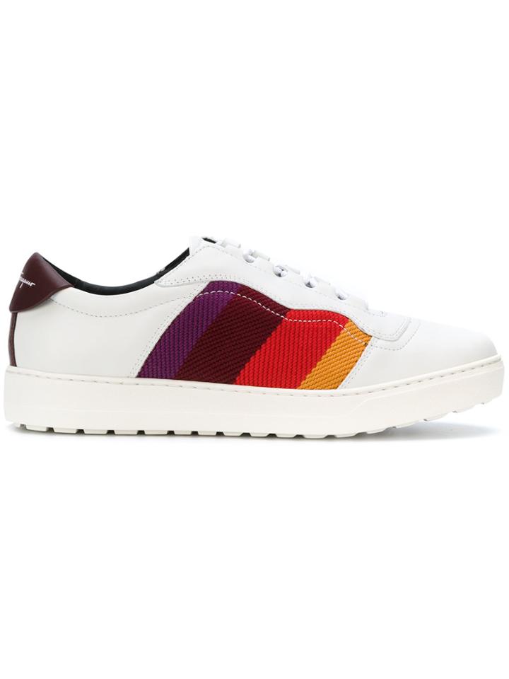 Salvatore Ferragamo Stripe Detail Sneakers - White