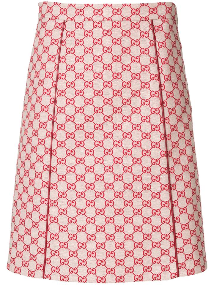 Gucci Gg Supreme Print Skirt - Red