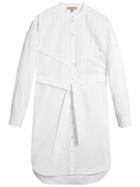Burberry Pintuck Detail Stretch Cotton Shirt Dress - White