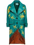 Prada Fringed Embroidered Coat - Multicolour