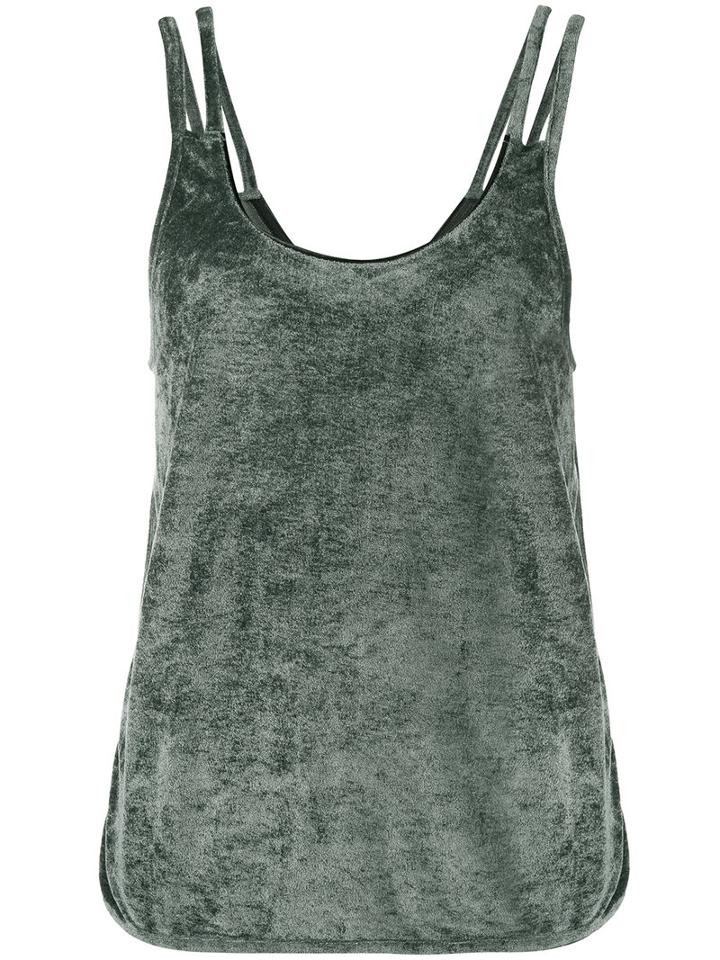 Lot78 - Sleeveless Velvet Top With Cut-out Sides - Women - Polyester/viscose - S, Green, Polyester/viscose