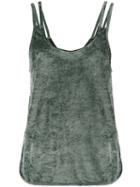 Lot78 - Sleeveless Velvet Top With Cut-out Sides - Women - Polyester/viscose - S, Green, Polyester/viscose