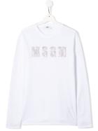 Msgm Kids Embellished Logo Sweatshirt - White