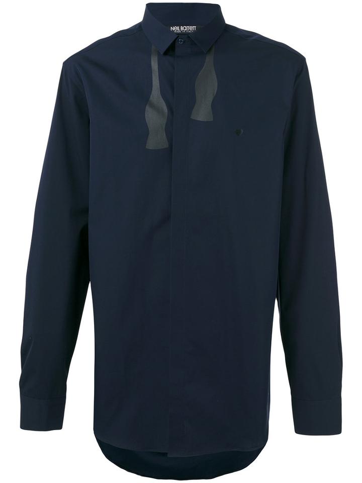 Neil Barrett - Untied Bow Print Shirt - Men - Cotton - 40, Blue, Cotton
