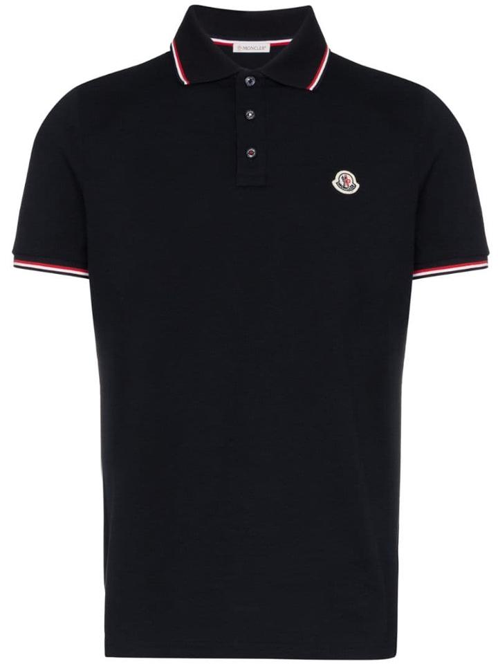 Moncler Logo-embroidered Polo Shirt - Black