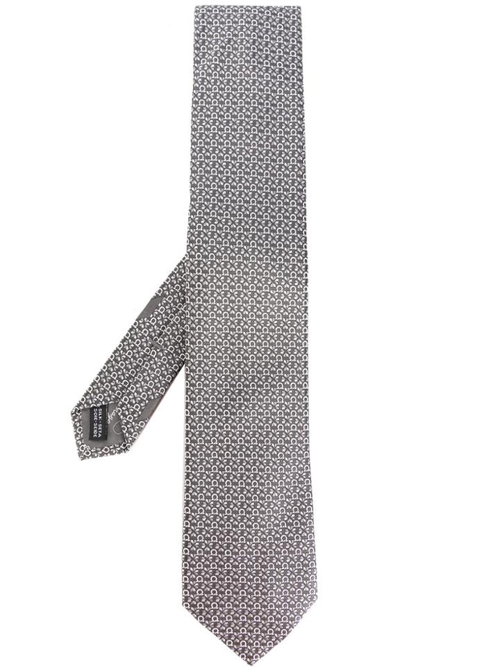 Salvatore Ferragamo Gancio Print Tie - Grey