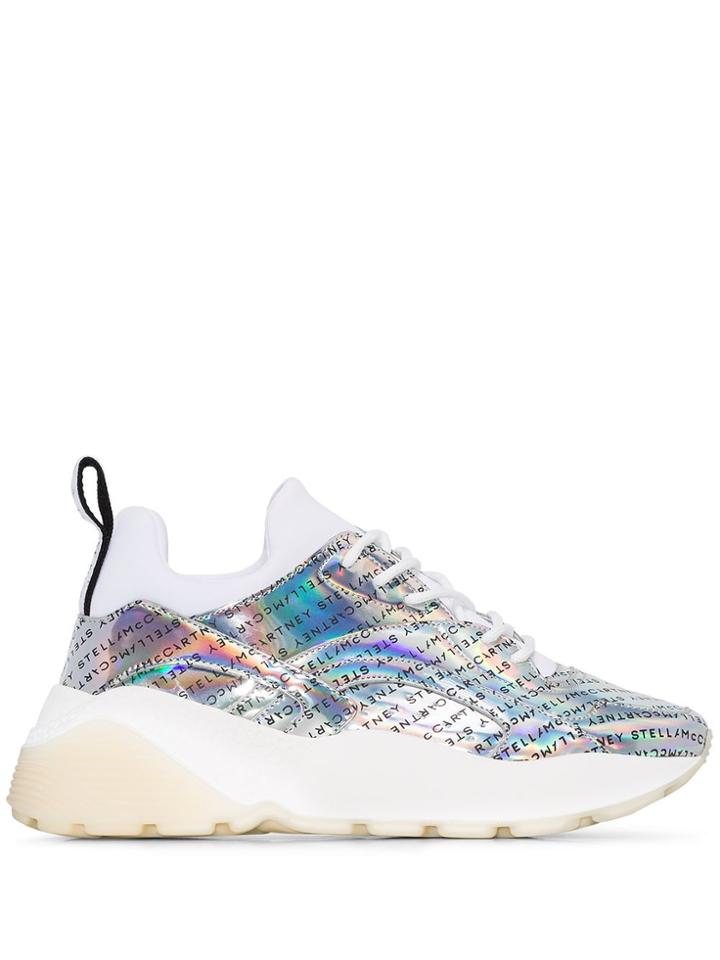 Stella Mccartney Eclypse Iridescent Logo-print Sneakers - Silver