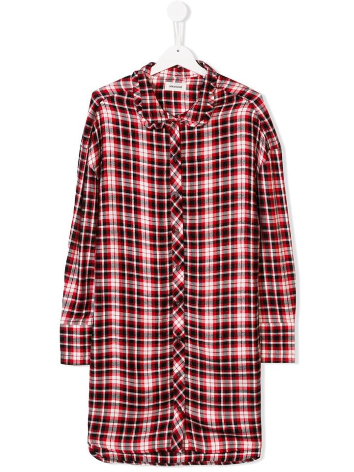 Zadig & Voltaire Kids Teen Plaid Shirt Dress - Red