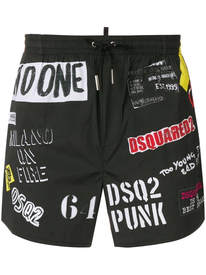 Dsquared2 Multi Print Swim Shorts - Black