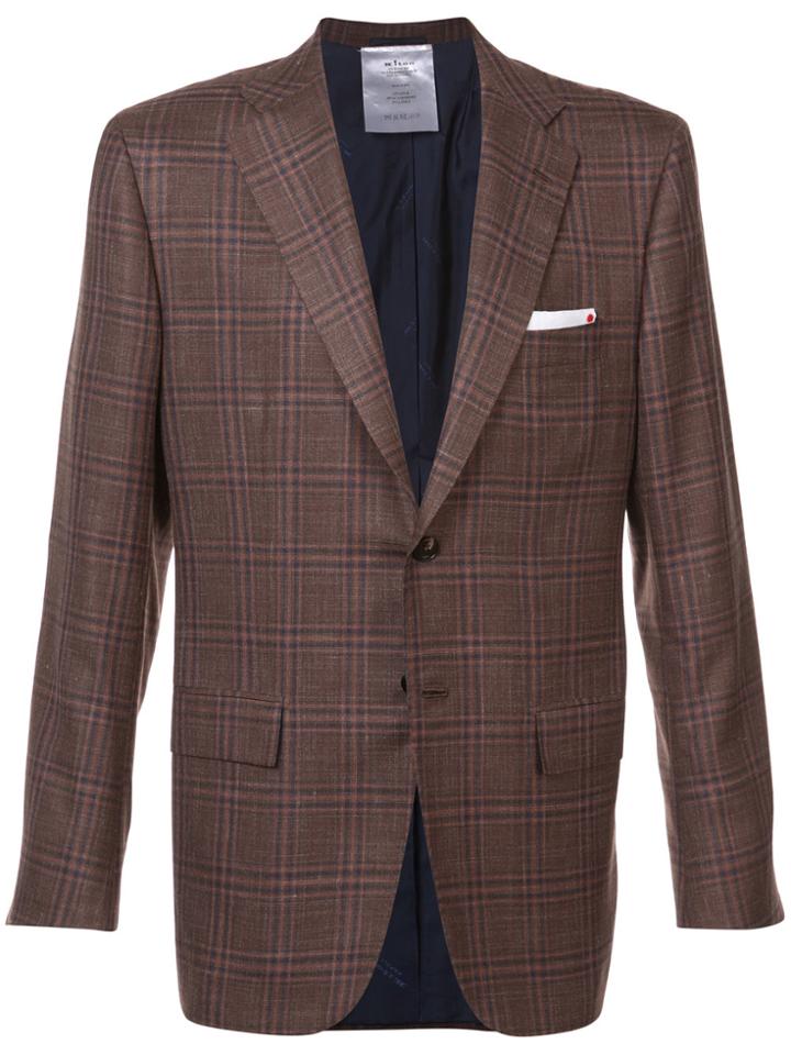 Kiton Checked Button Blazer - Brown