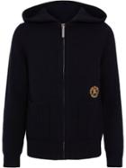 Burberry Embroidered Archive Logo Cashmere Hooded Top - Blue