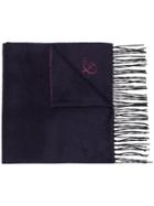Canali Cashmere Embroidered Logo Scarf - Purple
