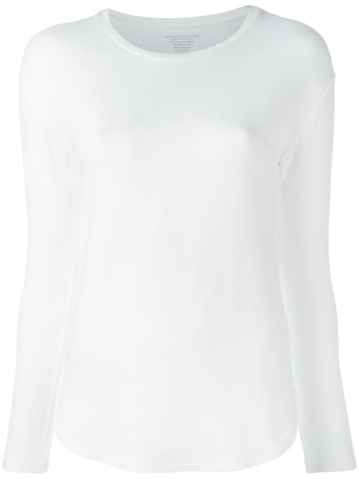 Majestic Filatures Curved Hem Blouse, Women's, Size: 2, White, Viscose/spandex/elastane