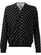 Comme Des Garçons Play Embroidered Heart Polka Dot Cardigan, Men's, Size: Medium, Black, Wool