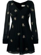 Saint Laurent Star Embellished Mini Dress, Women's, Size: 38, Black, Silk