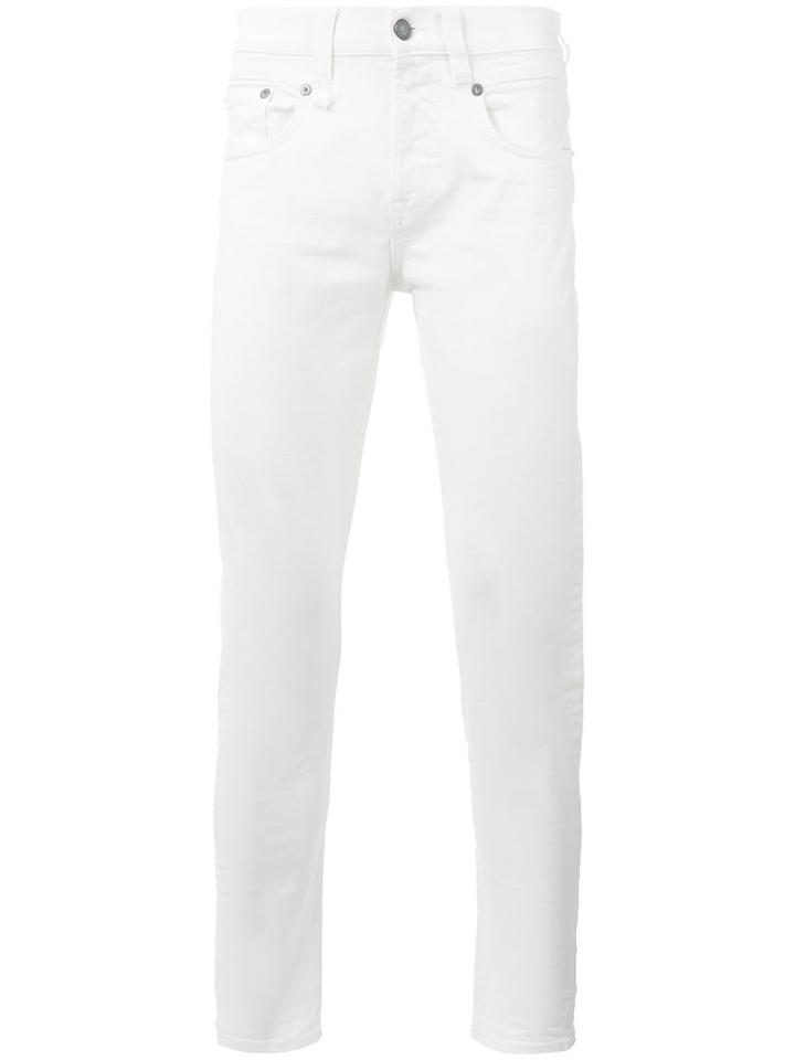 R13 Cropped Skinny Jeans, Men's, Size: 32, White, Cotton/elastodiene