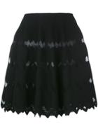 Alaïa Zig-zag A-line Skirt, Women's, Size: 38, Black, Viscose/polyester
