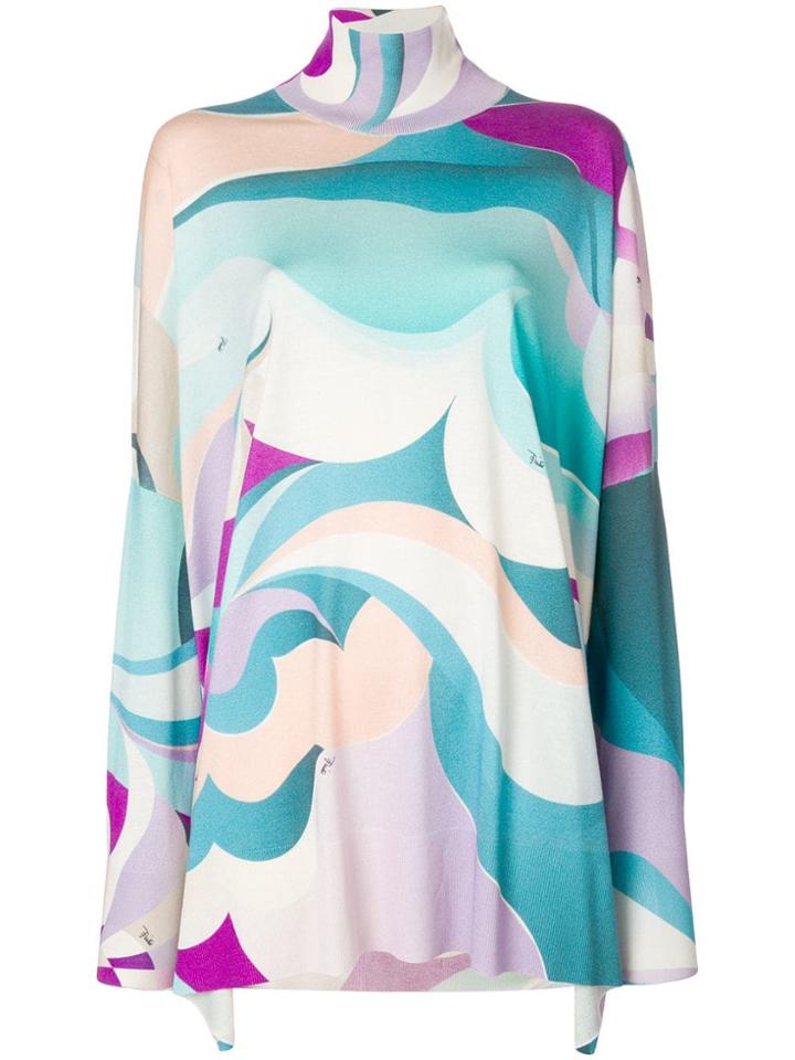 Emilio Pucci Draped Roll Neck Top - Blue