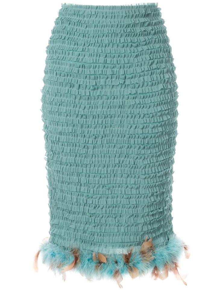 Tu Es Mon Trésor Ruffled Tulle Skirt - Green