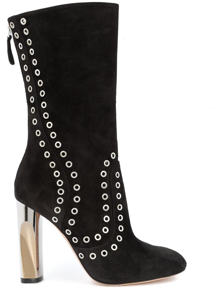 Alexander Mcqueen Eyelet Embellished Boots - Black