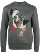 Neil Barrett Eagle Print Sweatshirt, Men's, Size: Large, Grey, Viscose/polyurethane